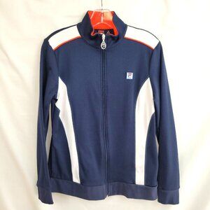 Fila Sport Jacket M Medium Full Zip Colorblock Navy Blue White Orange Womens